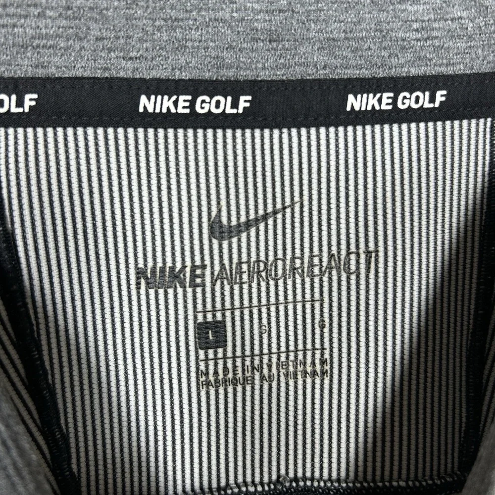 Nike Golf Aeroreact Shirt Mens L Heather Gray Blade Collar Short Sleeve 890046